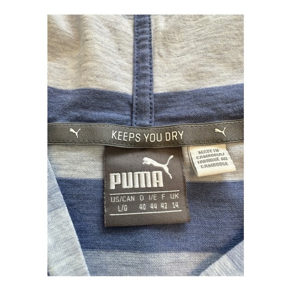 Puma Hoodie Pullover Long Sleeves Athleisure Striped Blue Women’s Large - Picture 9 of 13